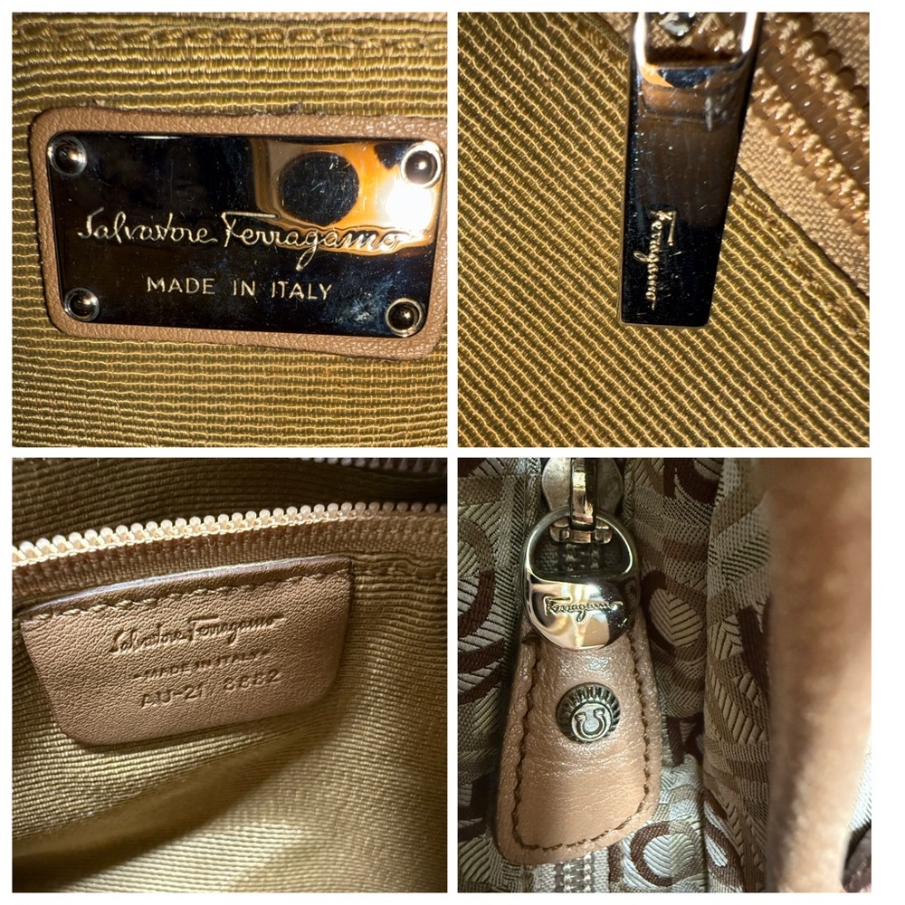 Salvatore Ferragamo Canvas & Leather Shoulder Bag with Callouts SOLD AS IS - Picture 14 of 15